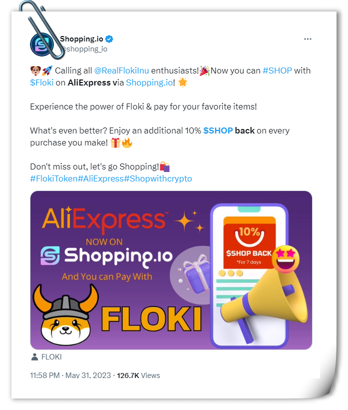 Floki strengthened its network by integrating Binance Pay and AliExpress into its system