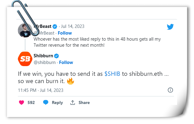 Shiba Inu Community SupportS Shibburn to acquire MrBeast's Twitter Profits
