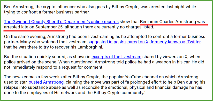 加密货币最大Youtube网红 - BitBoy被捕入獄，随后其发行的迷因币$BEN价格暴跌